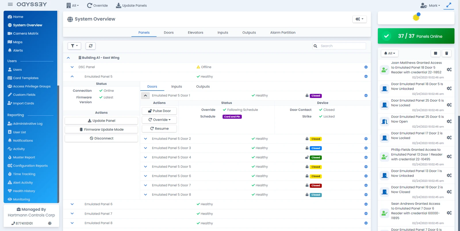 Interfaz del sistema de control de acceso